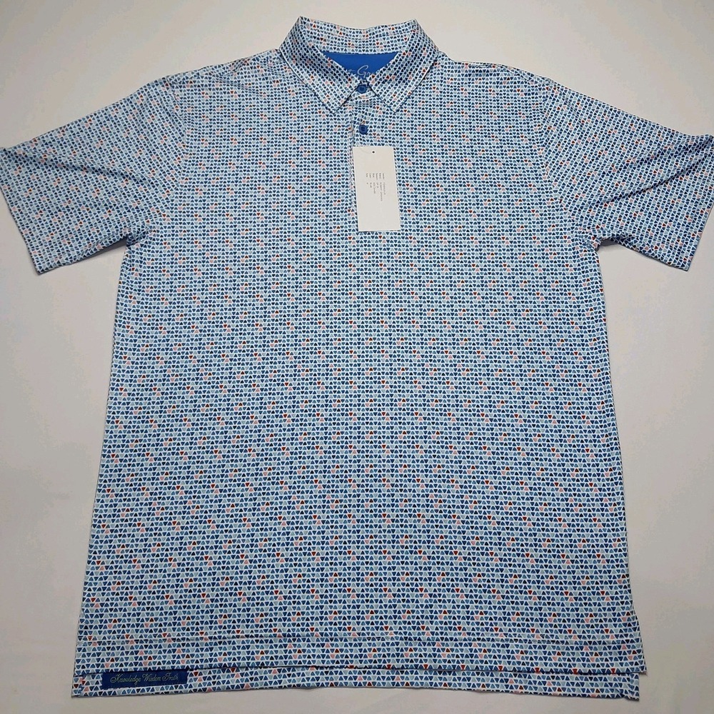 NWOT Robert Graham Golf Polo Shirt Medium  UV Moisture Wicking